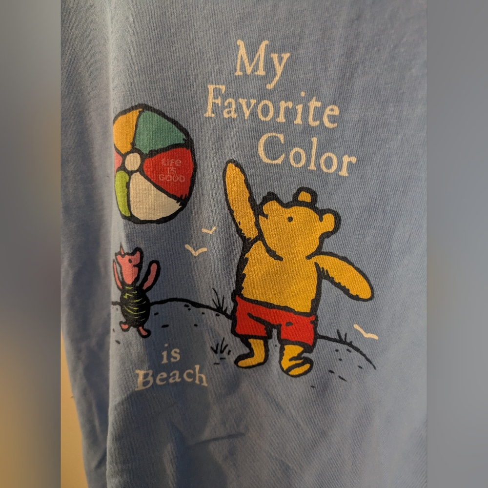 Life Is Good Winnie The Pooh Blue Kids T-Shirt with Fun Beach Graphic - Picture 2 of 5